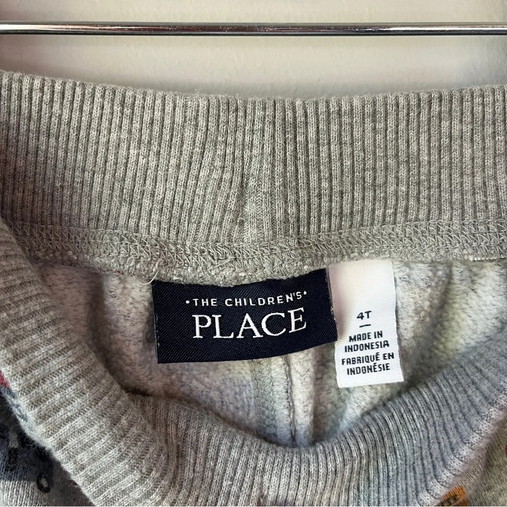 The Children's Place Maroon and Gray Construction Hoodie Set